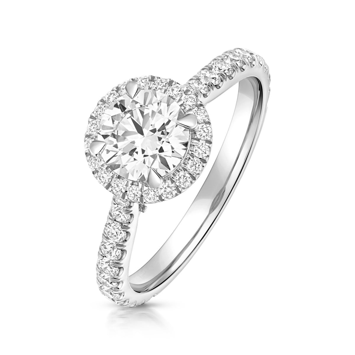 55 Lab-Created Diamond Engagement Ring 18ct White Gold Hallmarked Sizes J - Q