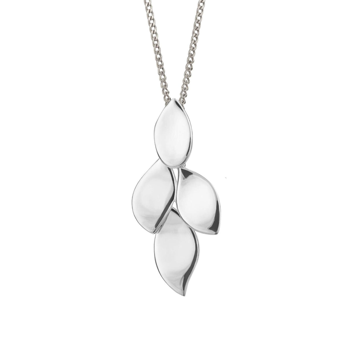 Flowing Petals Drop Pendant Sterling Silver 925 Hallmarked All Chain Lengths