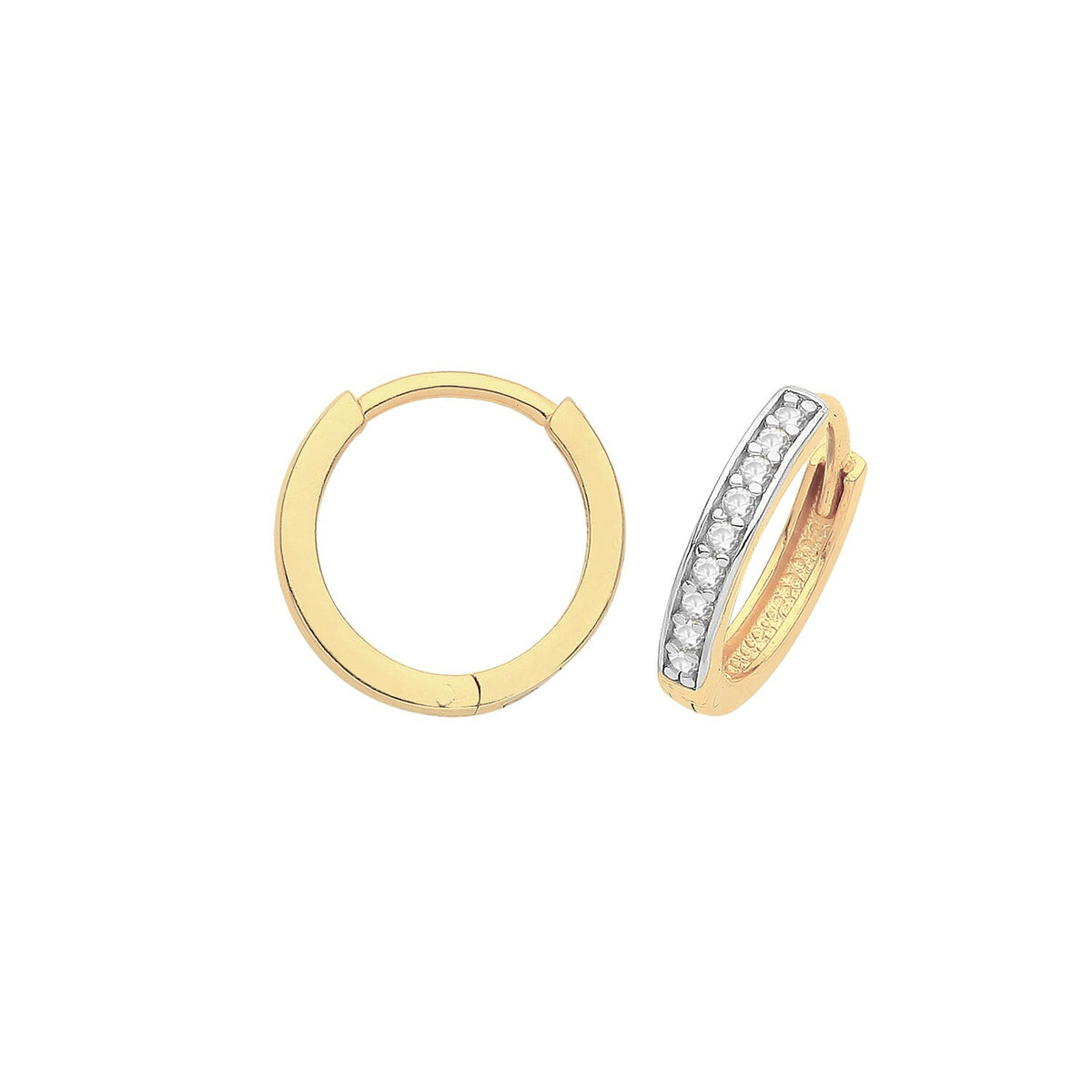 9ct Yellow Gold 10 Stone Hoop Earrings British Made 375 Hallmark Brand New Boxed