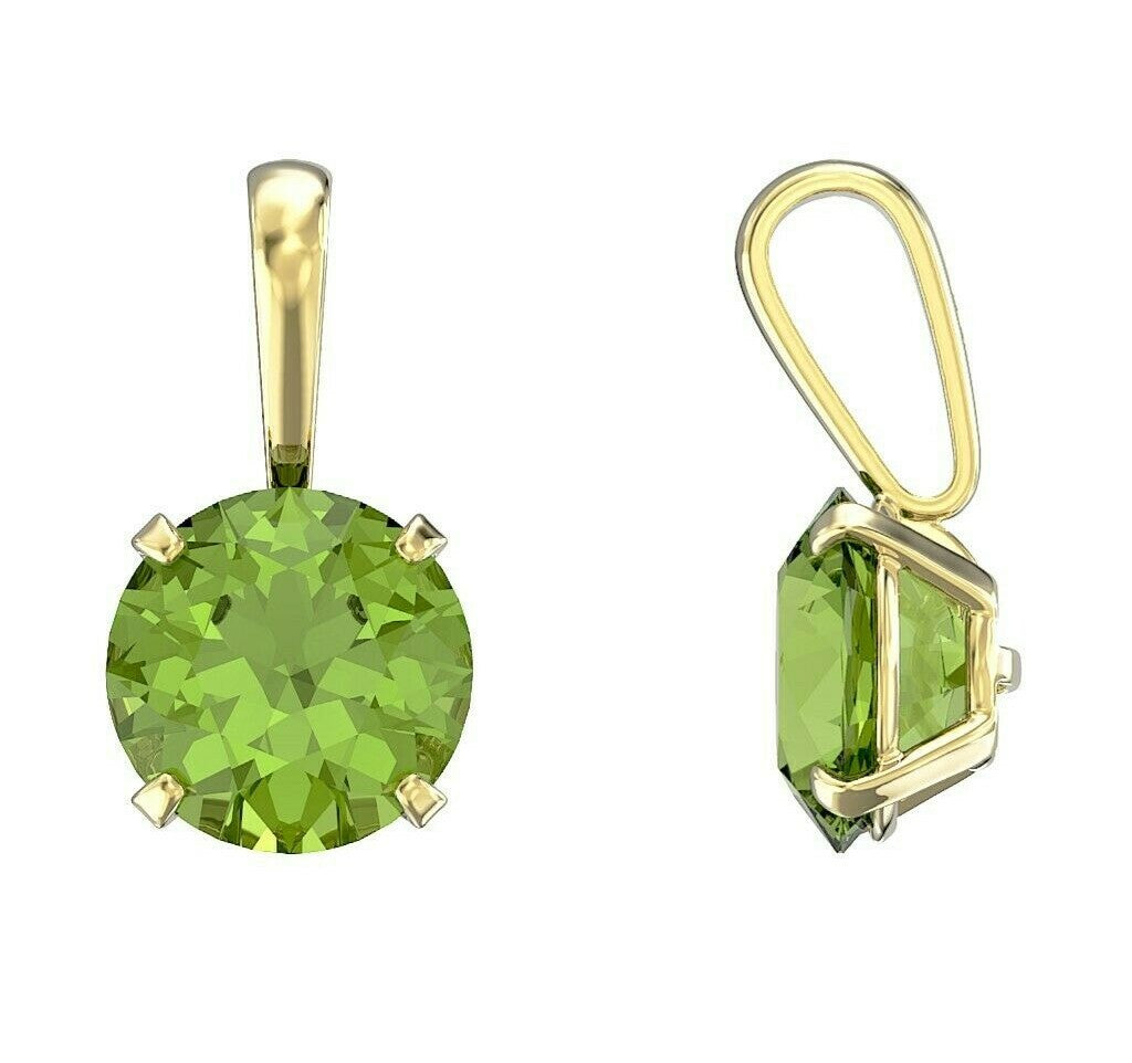 Yellow Gold Peridot Solitaire Pendant Hallmarked British Made All Chain Lengths