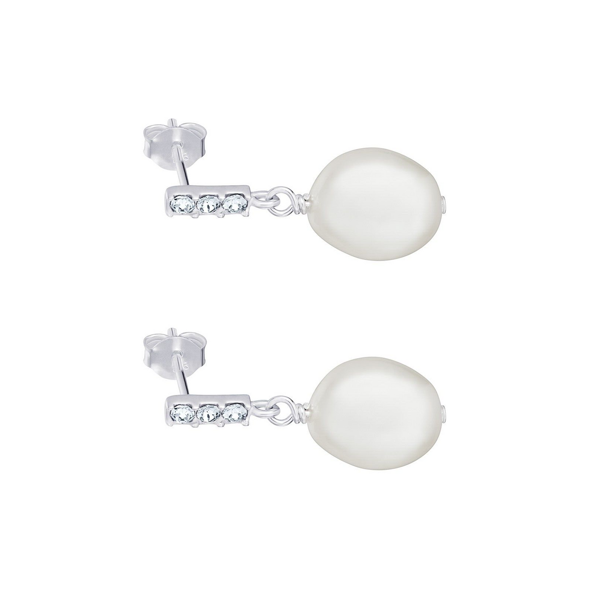 2 Stone Drop Pearl Earrings Sterling Silver 925 Hallmarked Brand New Boxed