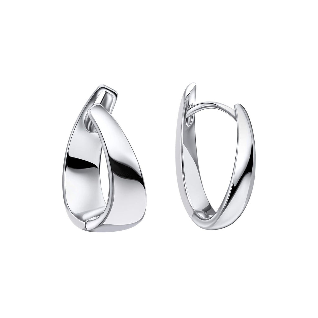 Ribbon Hoop Earrings Sterling Silver 925 Hallmarked British Made Brand New