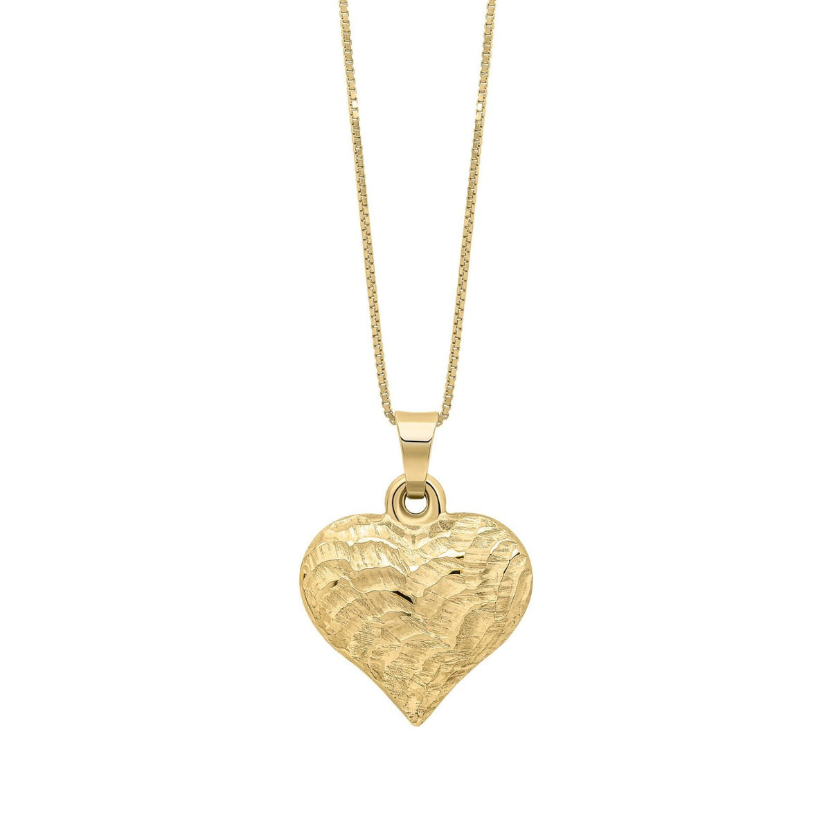 Heart Ripple Pendant Textured 9ct Yellow Gold 375 Hallmarked British Made