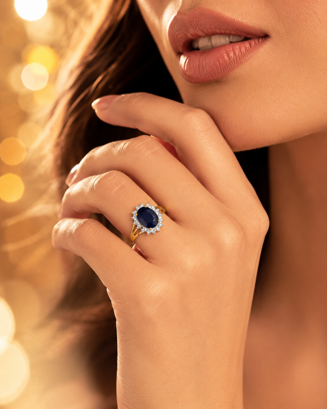 Oval Vintage Sapphire Diamond Ring 9ct 2 Tone Gold 375 Hallmarked Sizes J - Q