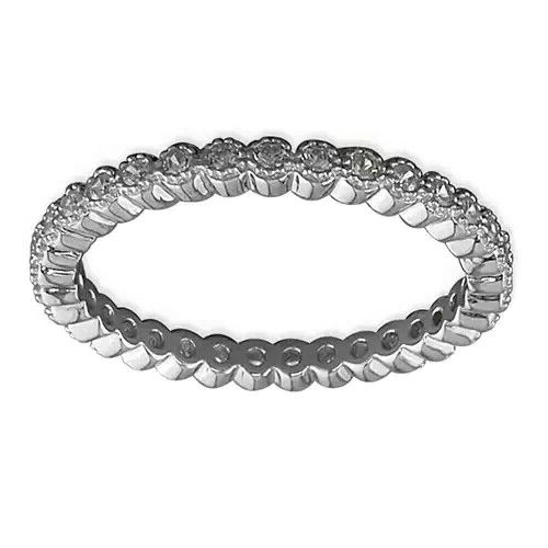 Millgrain Eternity Ring Sterling Silver 925 Hallmarked British Made Size L - S