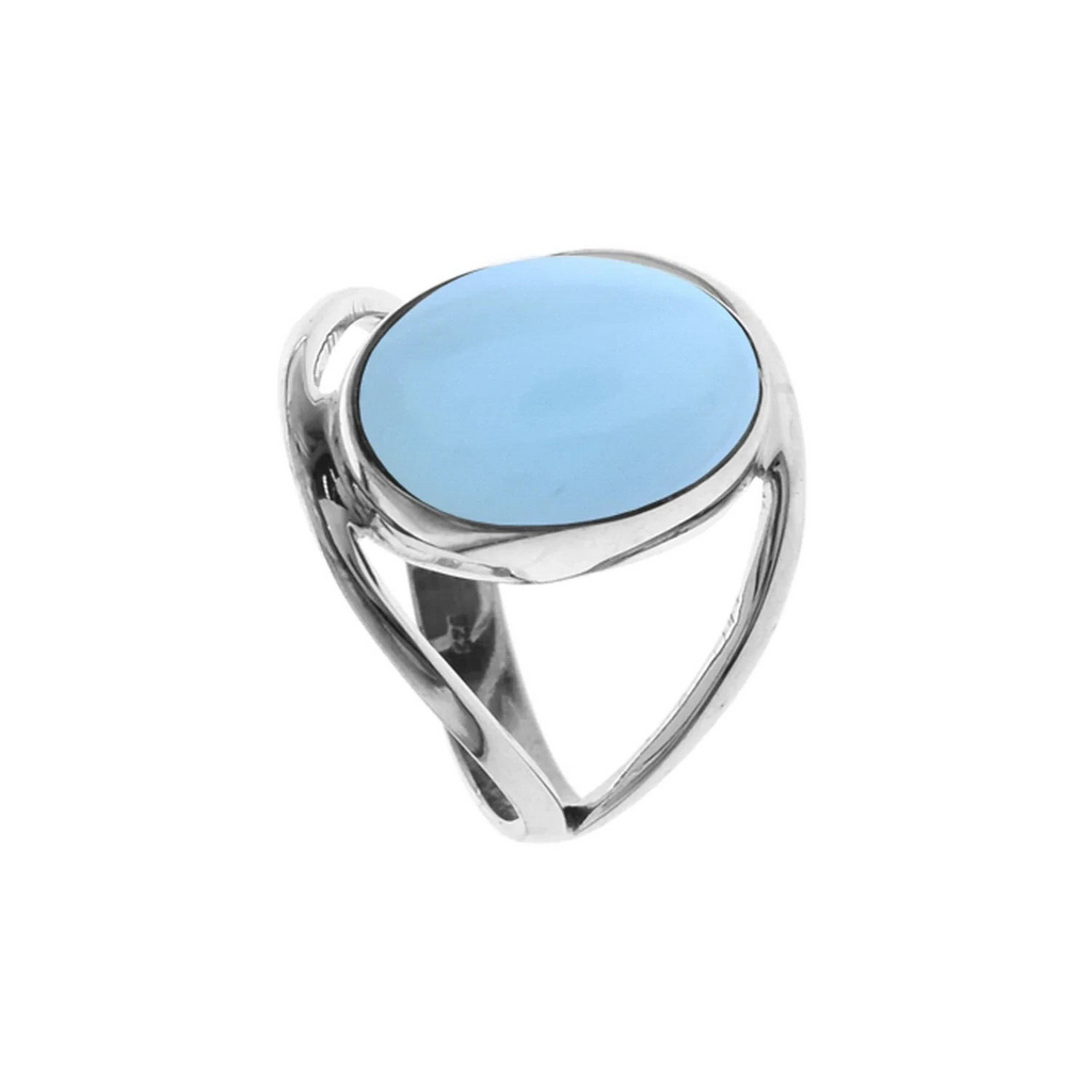 Split Band Chalcedony Ring Sterling Silver 925 Hallmark British Made Size M - T