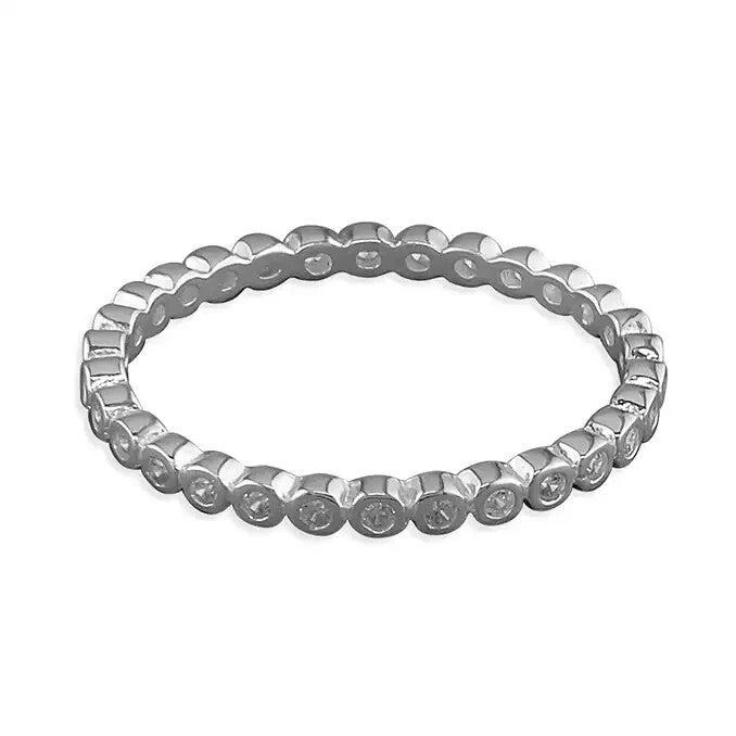 Flush Full Eternity Ring Sterling Silver 925 Hallmarked British Made Size L - R