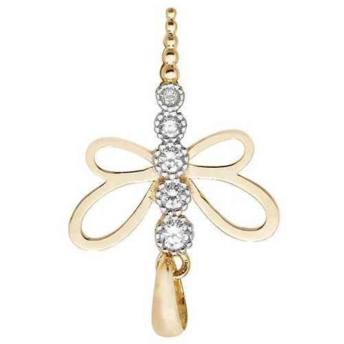 Dragonfly 9ct 2 Tone Gold Pendant 375 Hallmark British Made All Chain Lengths