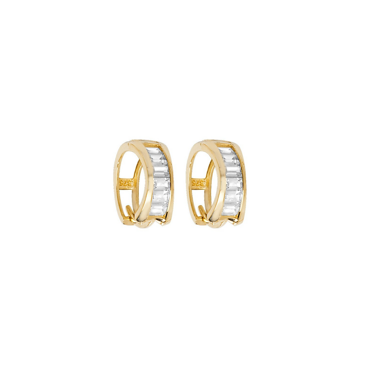 Mens 6 Stone Huggie Hoop Earring 9ct Yellow Gold 375 Hallmarked Brand New Boxed
