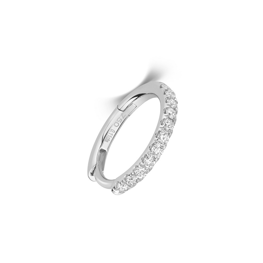 9.7mm 11 Natural Diamond Hoop Earring 18ct White Gold Hallmarked British Made