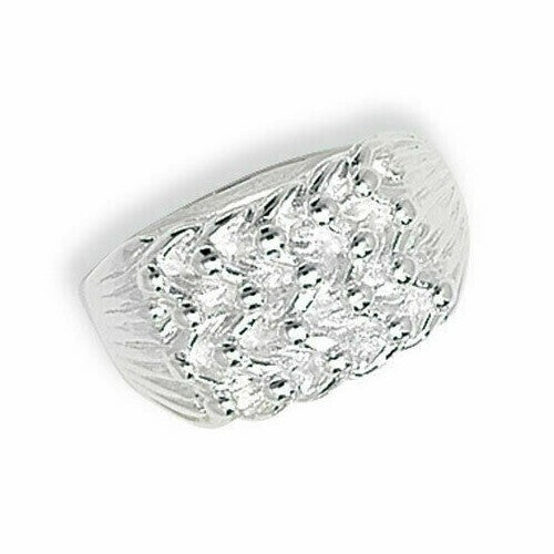 Four Row Keeper Ring Solid Sterling Silver 925 Hallmarked British Made L - Z
