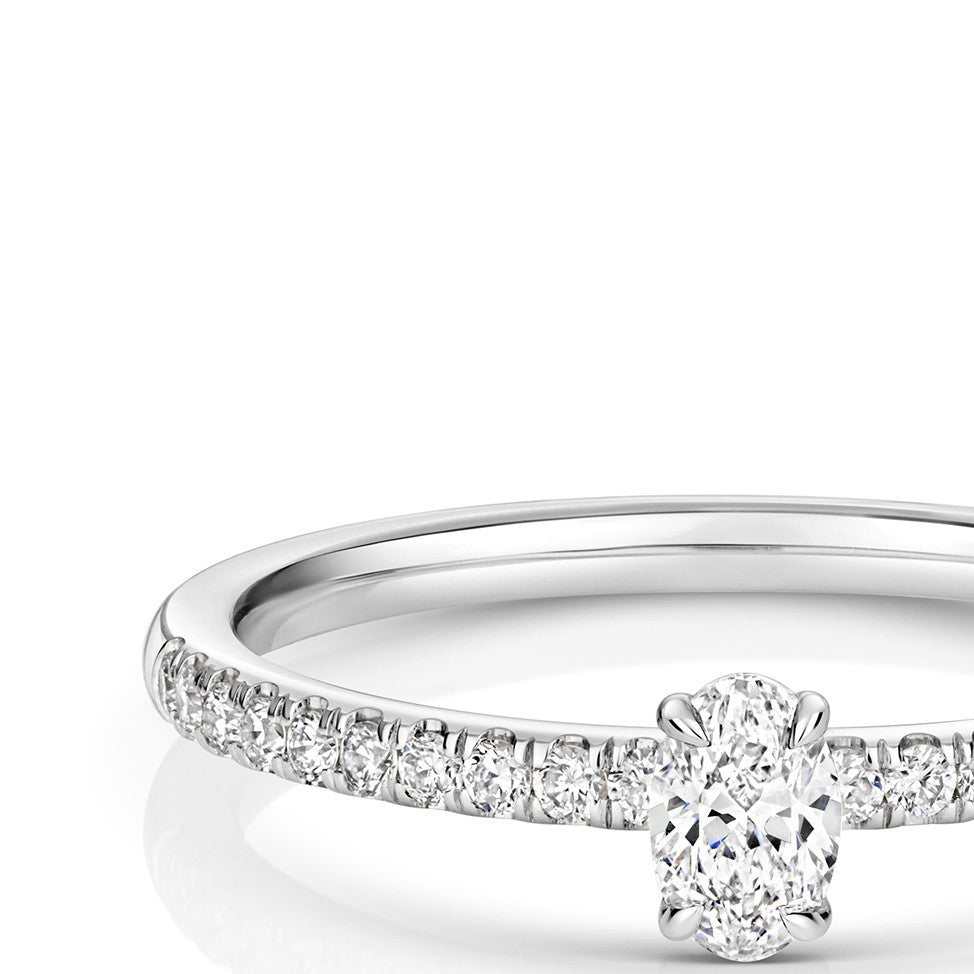 21 Natural Diamond Oval Cut Ring 18ct White Gold Hallmarked Sizes K - N