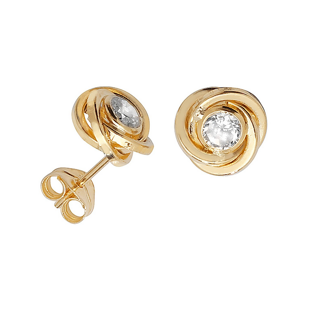 Flush Orbital Stud Earrings 9ct Yellow Gold 375 Hallmarked Brand New Boxed