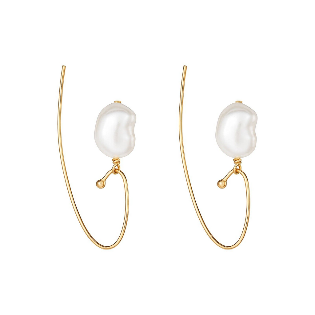Hook Freshwater Pearl Drop Earrings 9ct Yellow Gold Plated Hallmarked Brand New