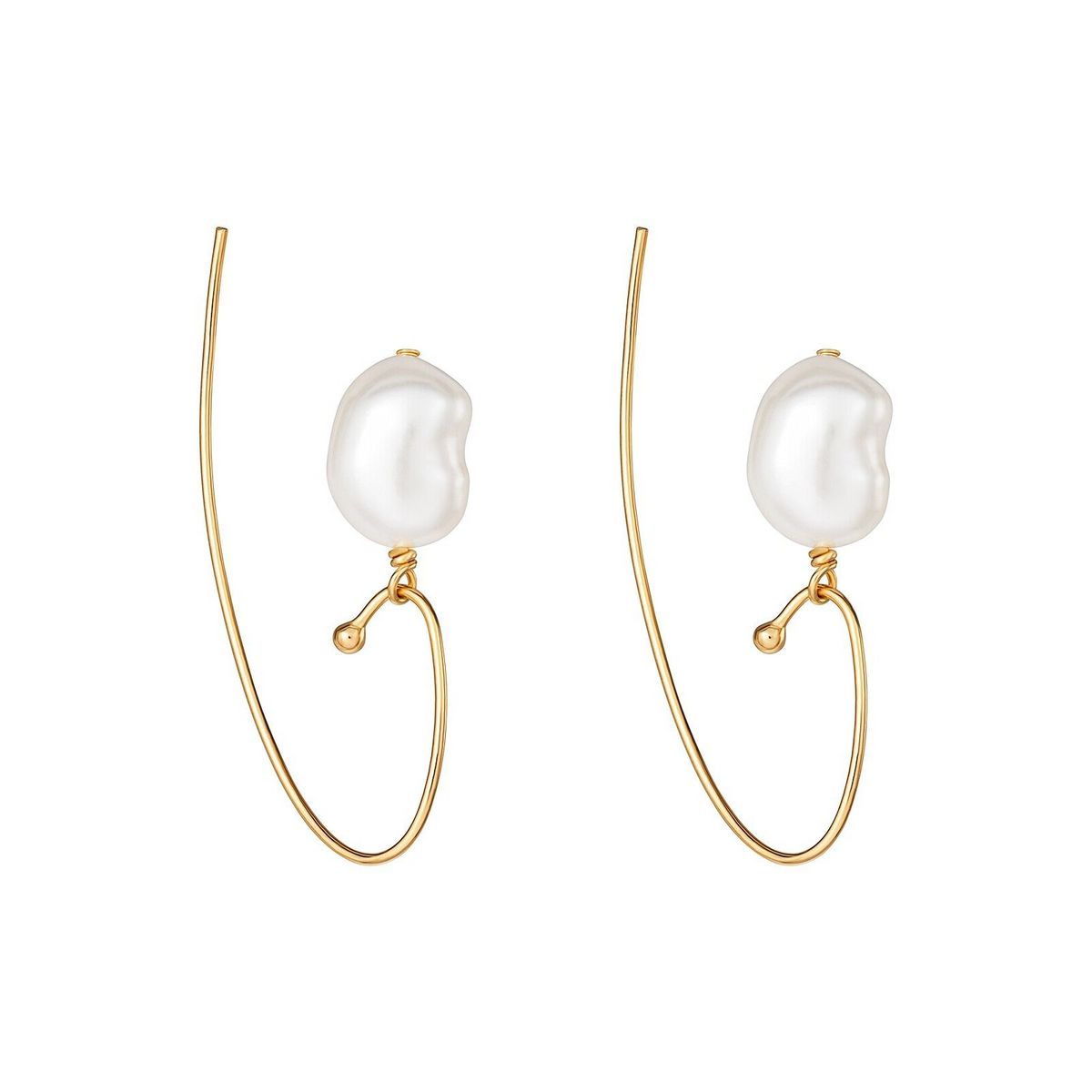 Hook Freshwater Pearl Drop Earrings 9ct Yellow Gold Plated Hallmarked Brand New