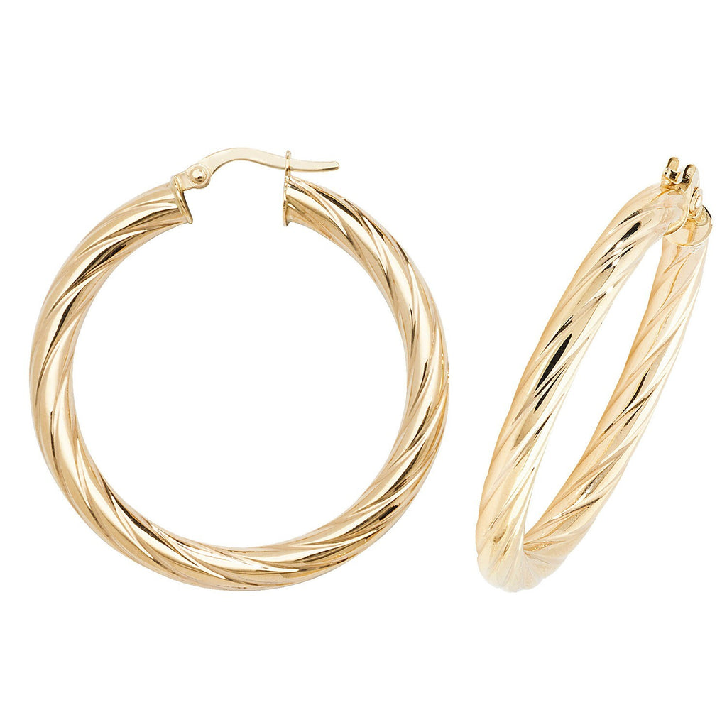 9ct Yellow Gold Woven Hoop Earrings 375 Hallmarked 10mm - 60mm Diameter