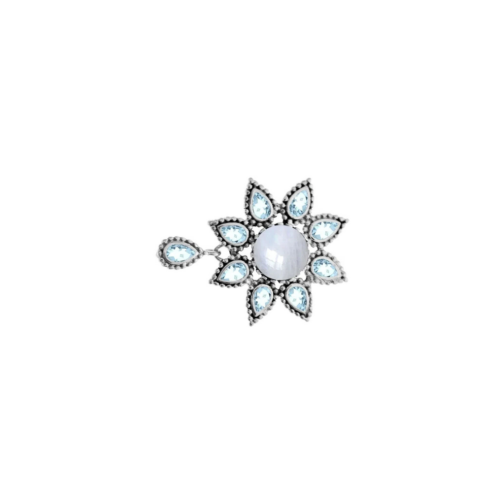 Floral Moonstone Pendant Sterling Silver 925 Hallmarked All Chain Lengths