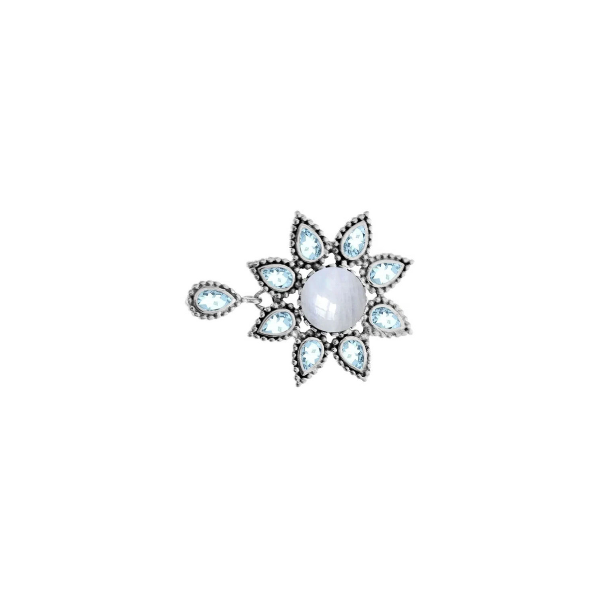 Floral Moonstone Pendant Sterling Silver 925 Hallmarked All Chain Lengths