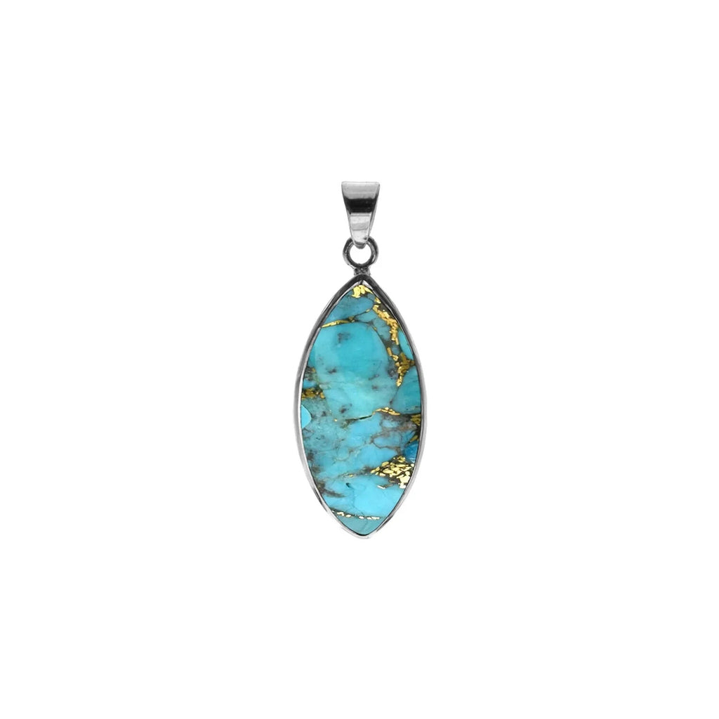 Marquise Turquoise Pendant Sterling Silver 925 Hallmarked All Chain Lengths