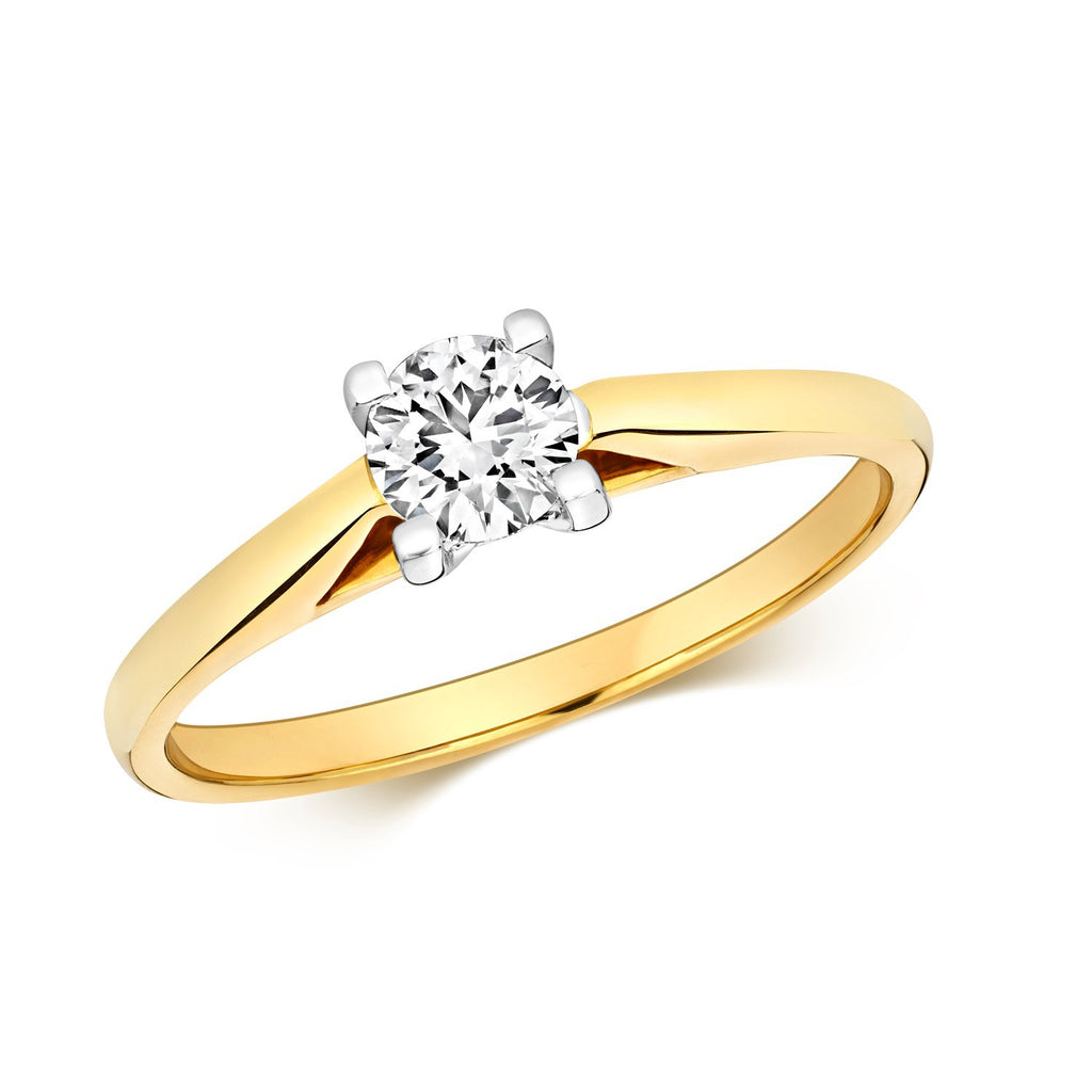 Solitaire Natural Diamond Ring 18ct Yellow Gold Hallmarked Sizes J - M