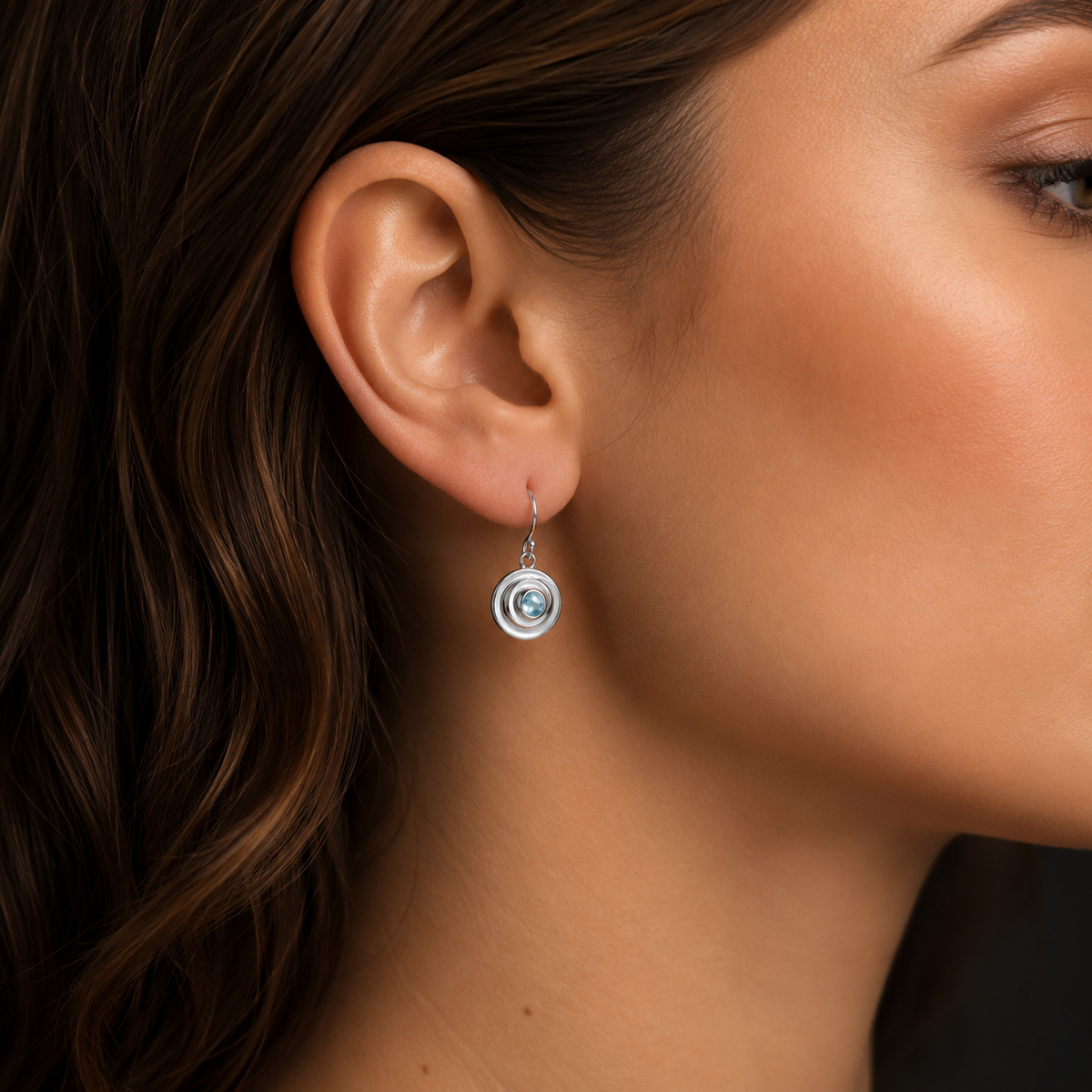 Loop Blue Topaz Drop Earrings Sterling Silver 925 Hallmarked Brand New Boxed