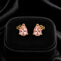 Natural Teardrop Morganite Stud Earrings 9ct Yellow Gold 375 Hallmarked