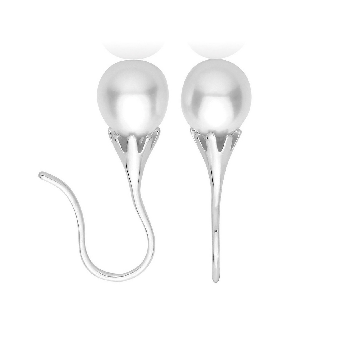 Natural Pearl Hook Drop Earrings Sterling Silver 925 Hallmark Brand New Boxed