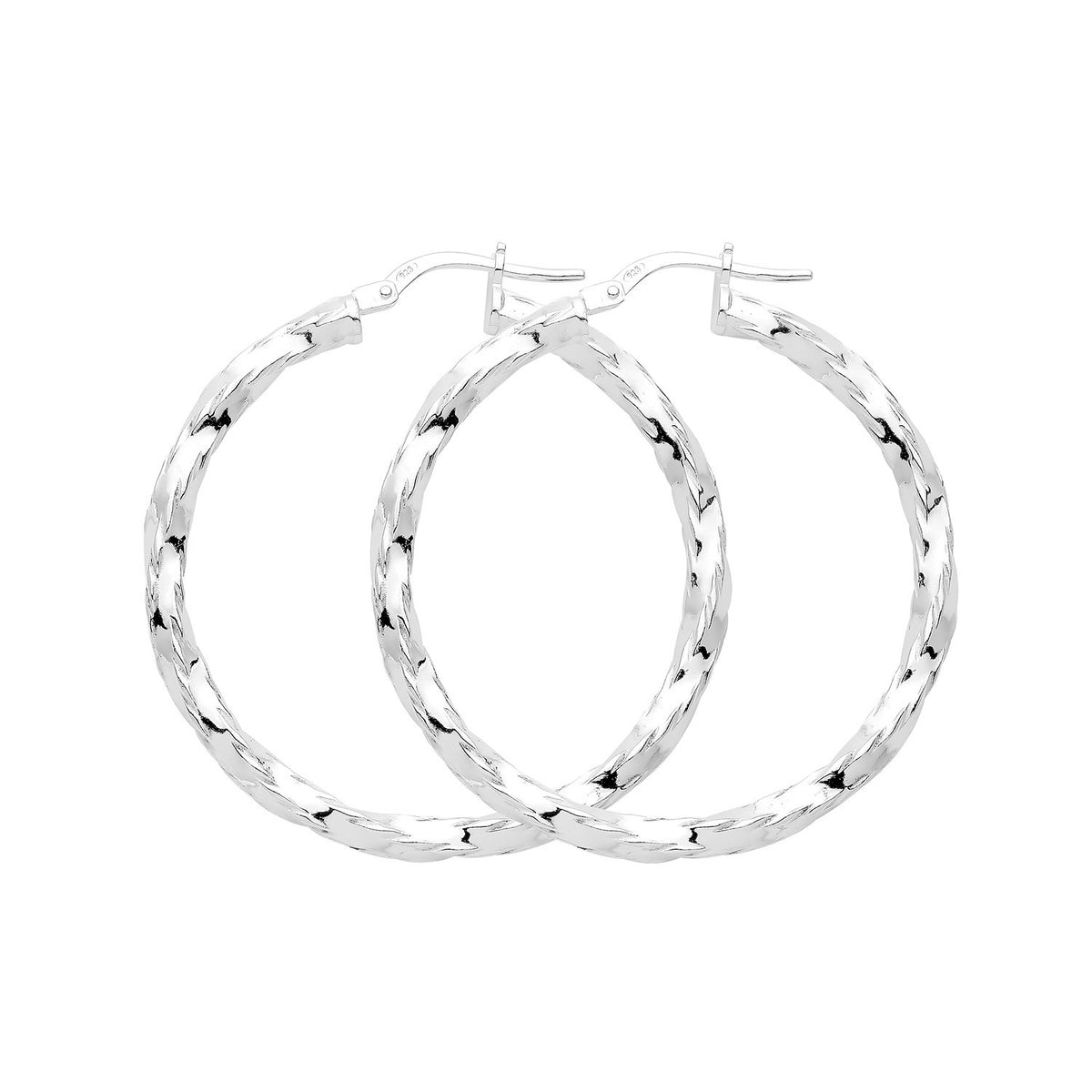 Hinged DC Sterling Silver Hoops 925 Hallmarked 10mm - 60mm Diameter