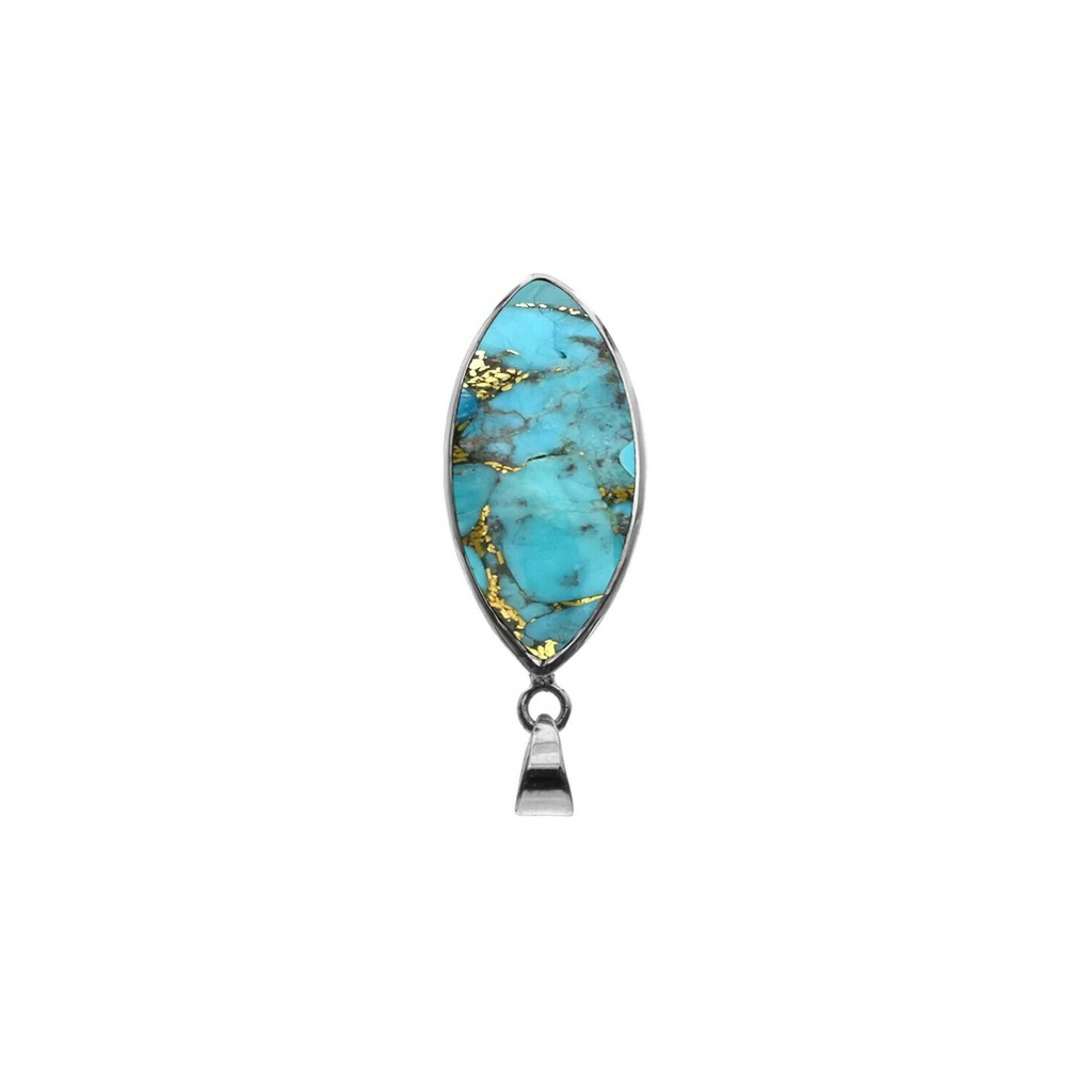 Marquise Turquoise Pendant Sterling Silver 925 Hallmarked All Chain Lengths