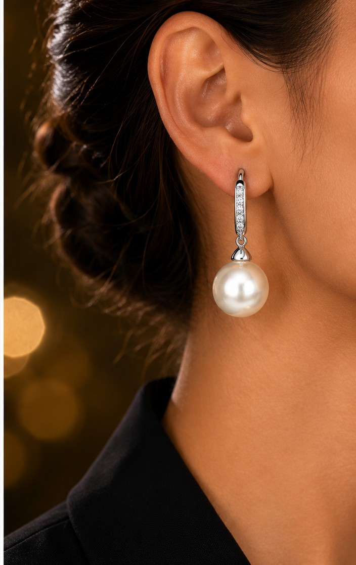 Natural Pearl Hoop Earrings Sterling Silver 925 Hallmarked Brand New Boxed