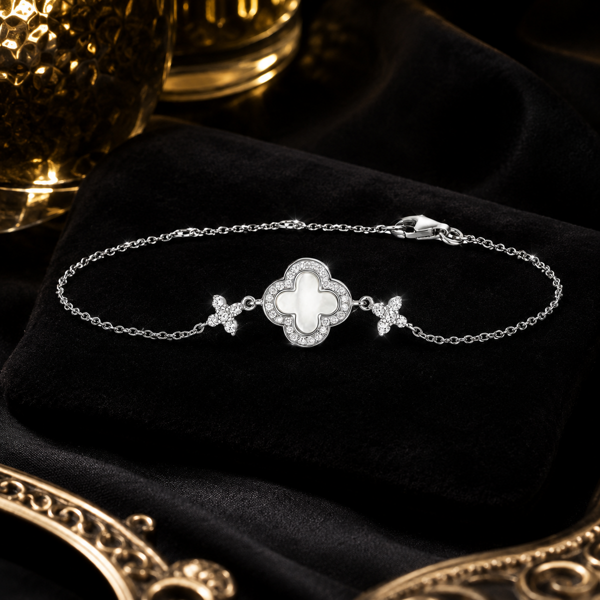 Quatrefoil Mother Of Pearl Bracelet Sterling Silver 925 Hallmark Brand New Boxed