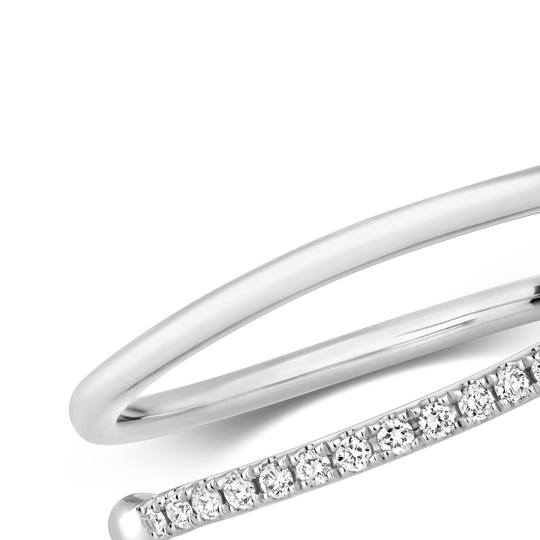 16 Natural Diamond Sprial Wrap Ring 18ct White Gold Hallmarked Sizes J - Q
