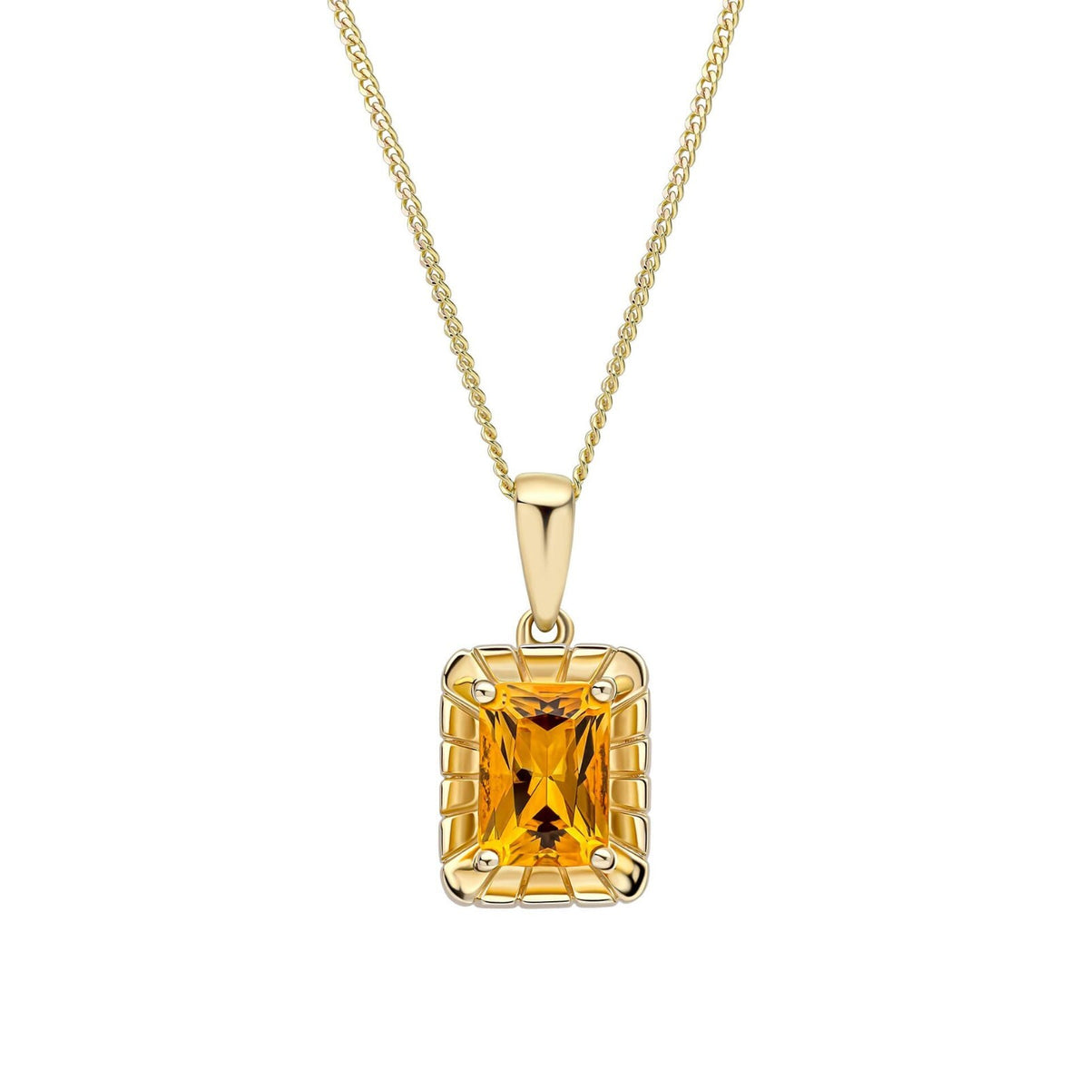 Natural Solitaire Citrine Pendant 9ct Yellow Gold 375 Hallmarked British Made