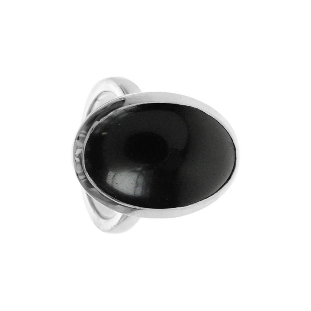 Oval Onyx Ring Sterling Silver 925 Hallmarked British Made Size K - T