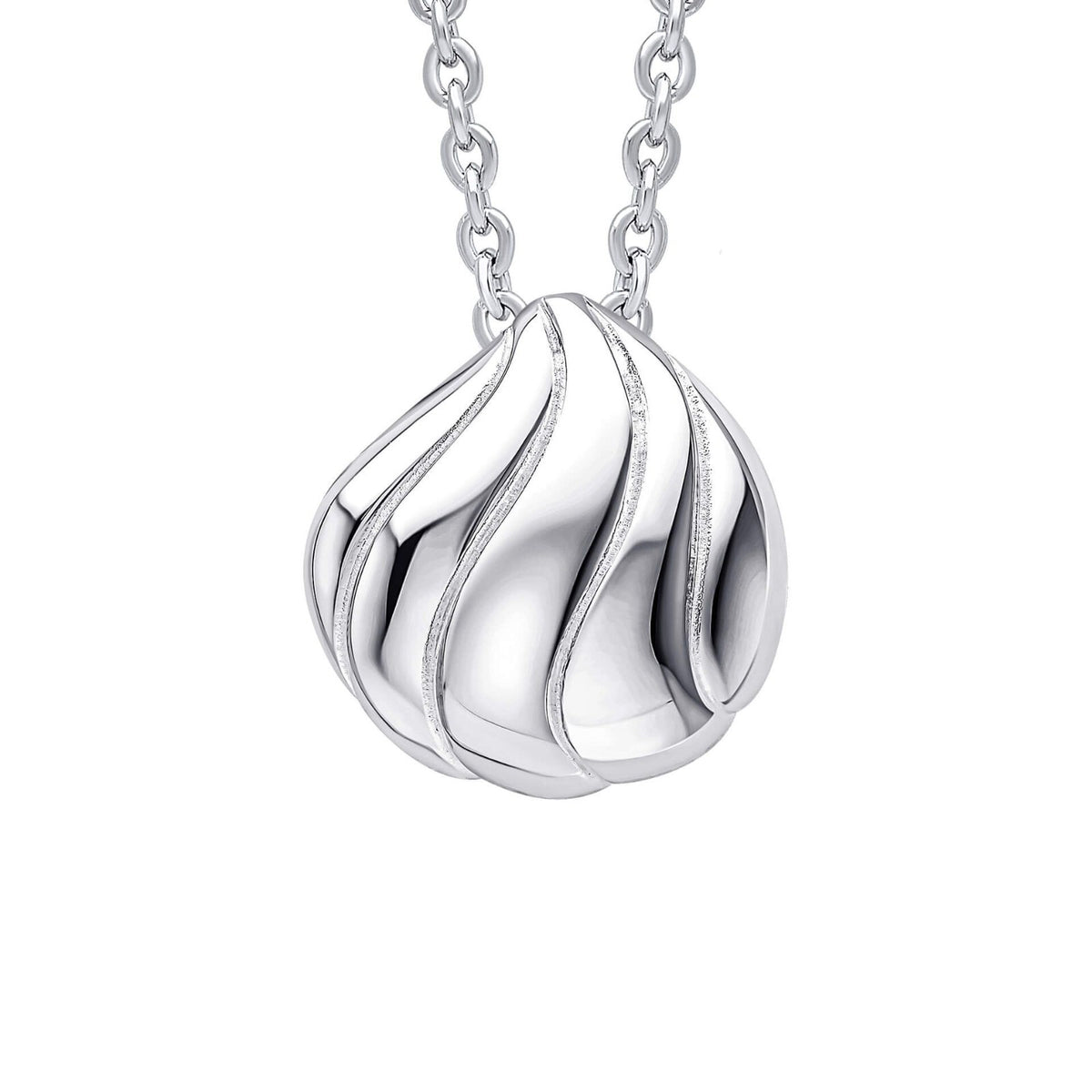 Organic Wave Pendant Sterling Silver 925 Hallmark All Chain Lengths British Made