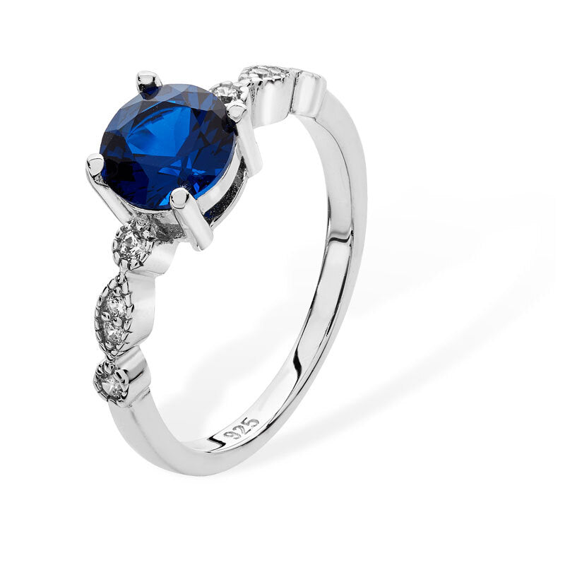 Sterling Silver Sapphire Ring Solitaire 925 Hallmarked British Made Sizes J - R