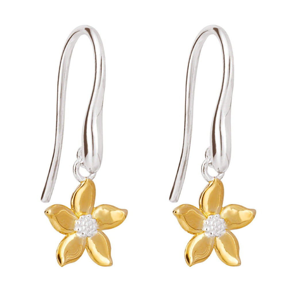 Flowing Petal Drop Earrings Yellow Gold Plated Hallmarked Brand New Boxed