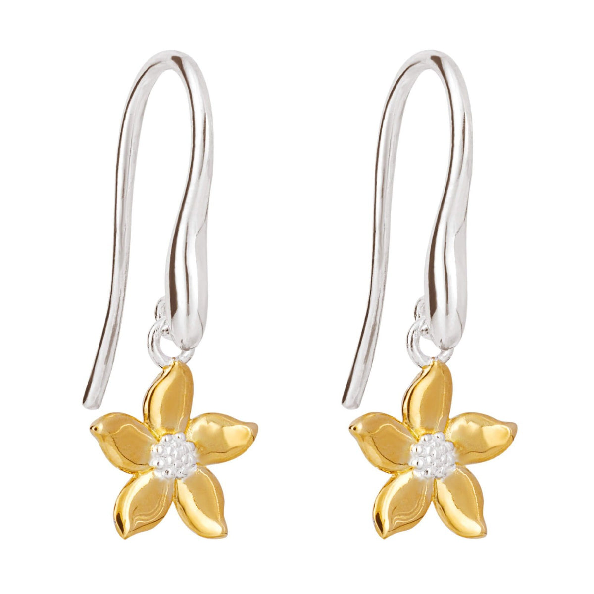 Flowing Petal Drop Earrings Yellow Gold Plated Hallmarked Brand New Boxed