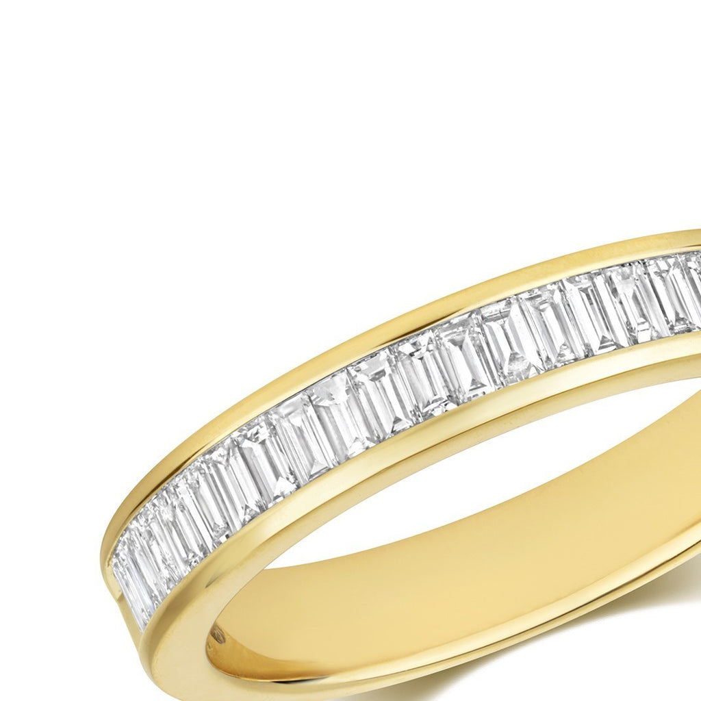 Natural Diamond Baguette Eternity Ring 18ct Yellow Gold Hallmarked Sizes J - Q