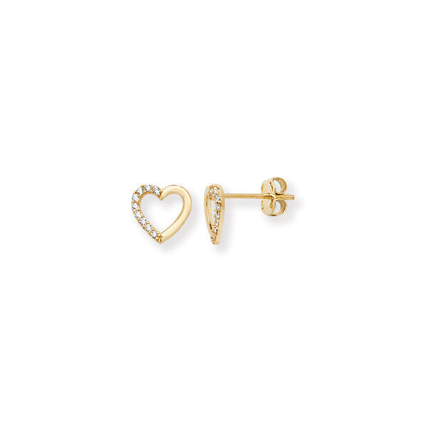 Heart Stud Earrings Gemstone 9ct Yellow Gold Hallmarked Brand New Boxed