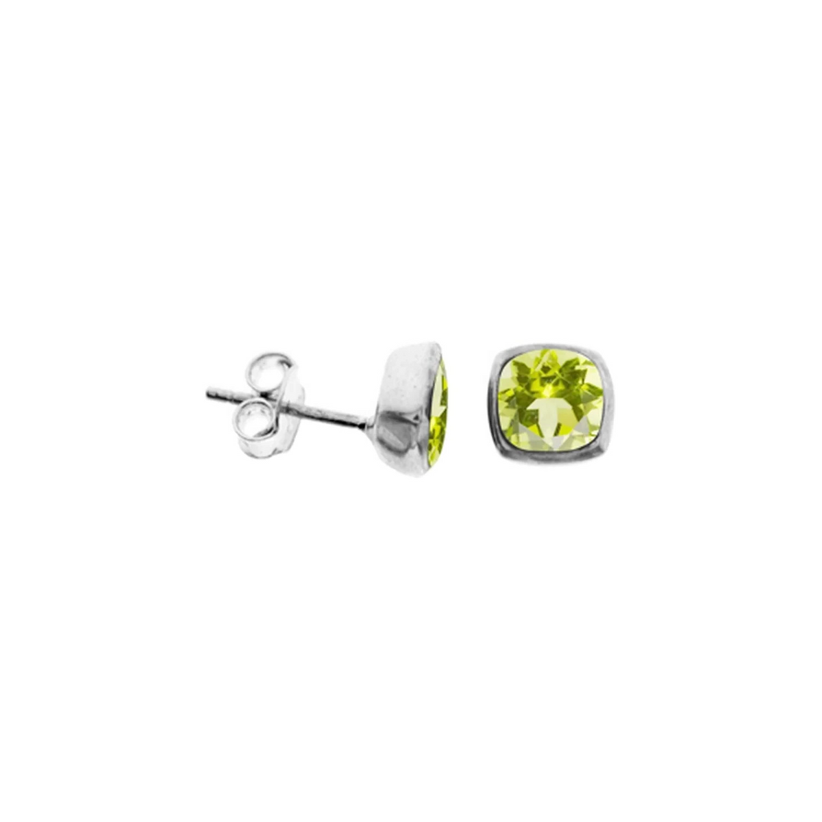 Natural Peridot Squircle Earrings Sterling Silver 925 Hallmarked Brand New