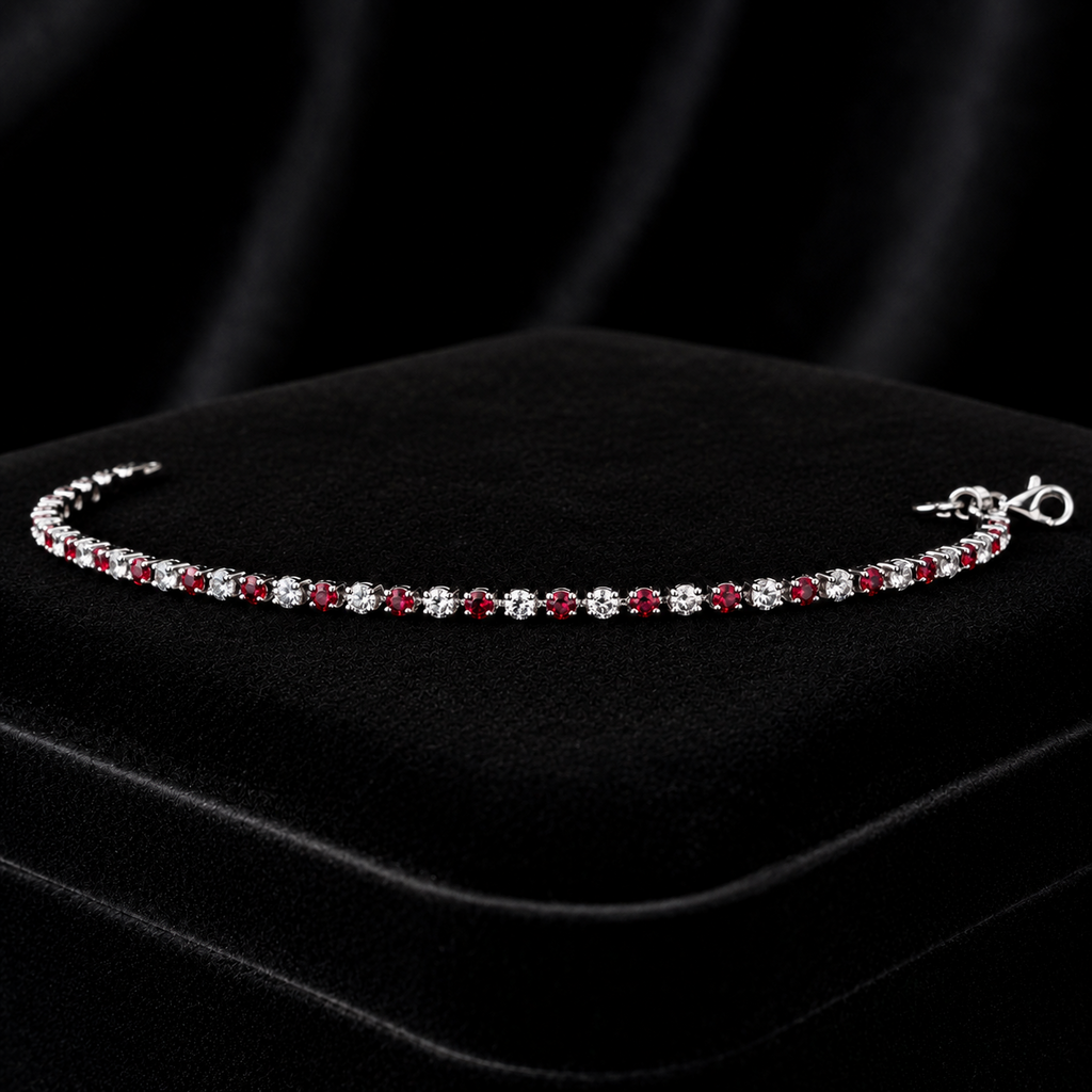 Natural Ruby Tennis Bracelet Sterling Silver 925 Hallmarked Brand New Boxed