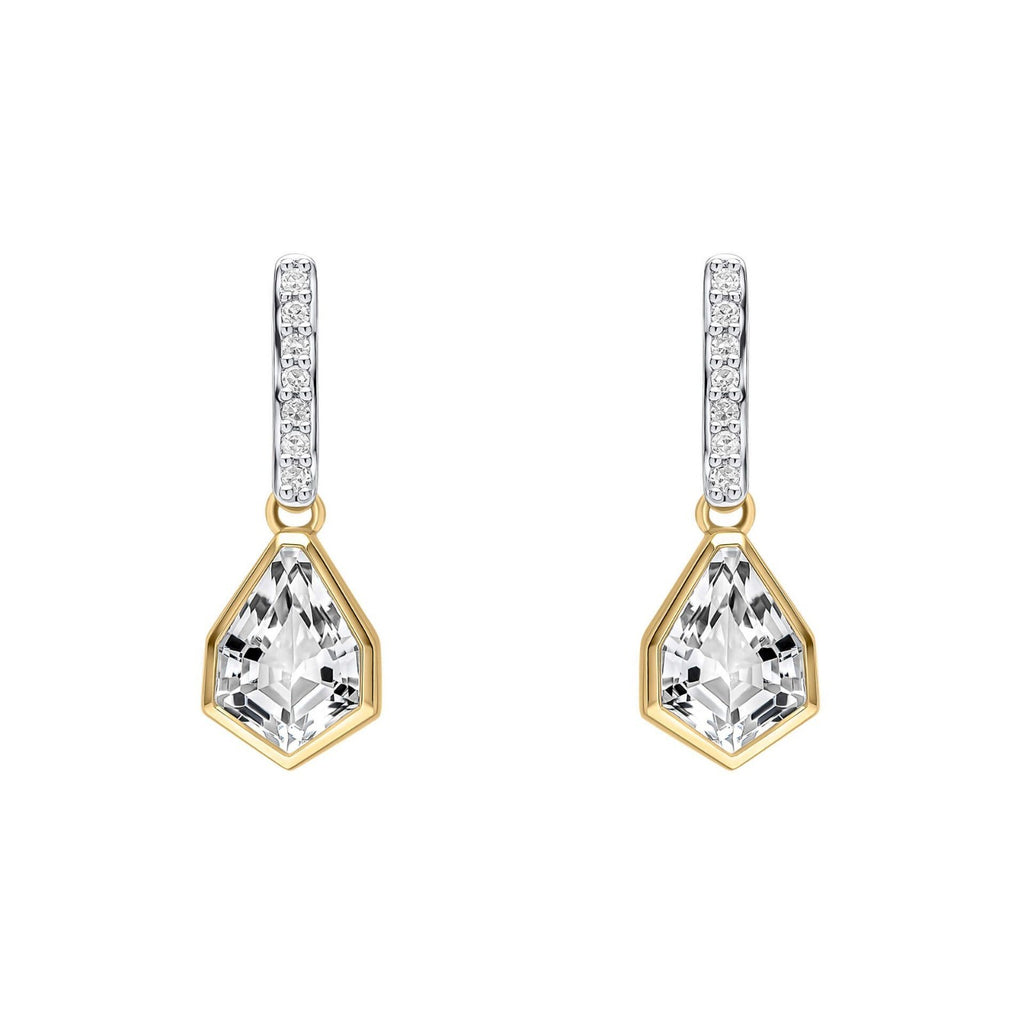 Shield Natural Topaz Drop Earrings 9ct Yellow Gold 375 Hallmarked British Made