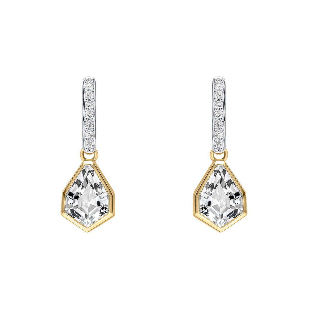 Shield Natural Topaz Drop Earrings 9ct Yellow Gold 375 Hallmarked British Made