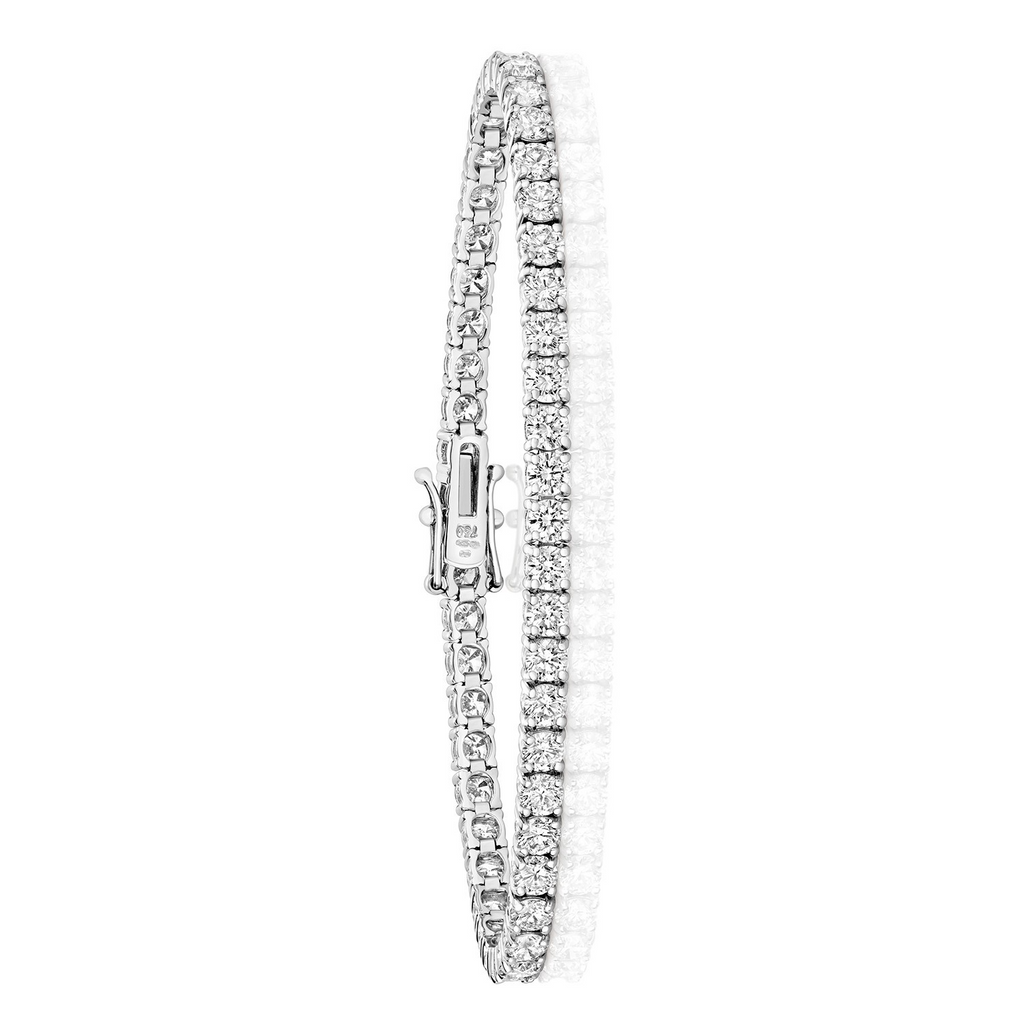 Natural Diamond 18ct White Gold Tennis Bracelet 375 Hallmarked British Made