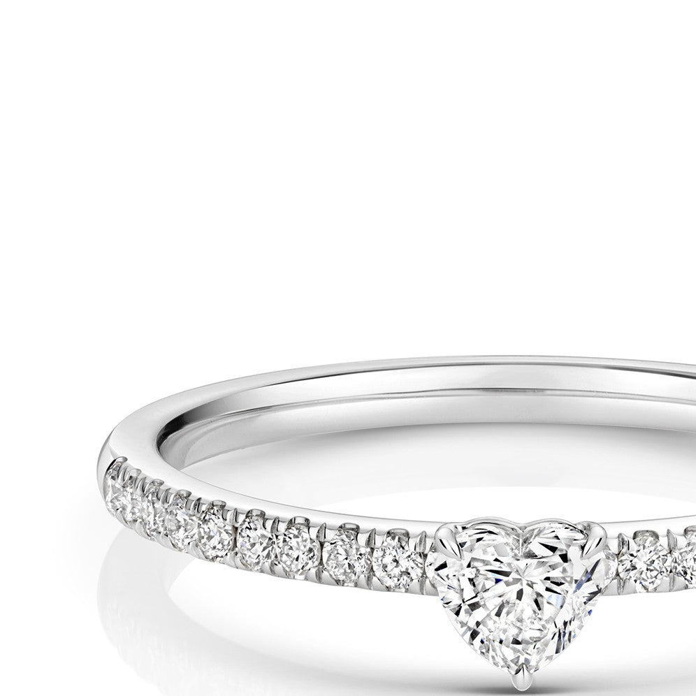 21 Natural Diamond Heart Ring 18ct White Gold Hallmarked Sizes K - N