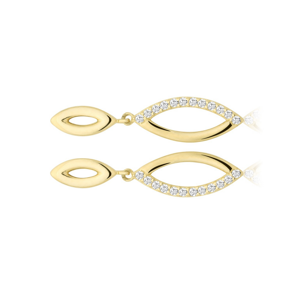 12 Stone Marquise Drop Earrings 9ct Yellow Gold 375 Hallmarked Brand New Boxed