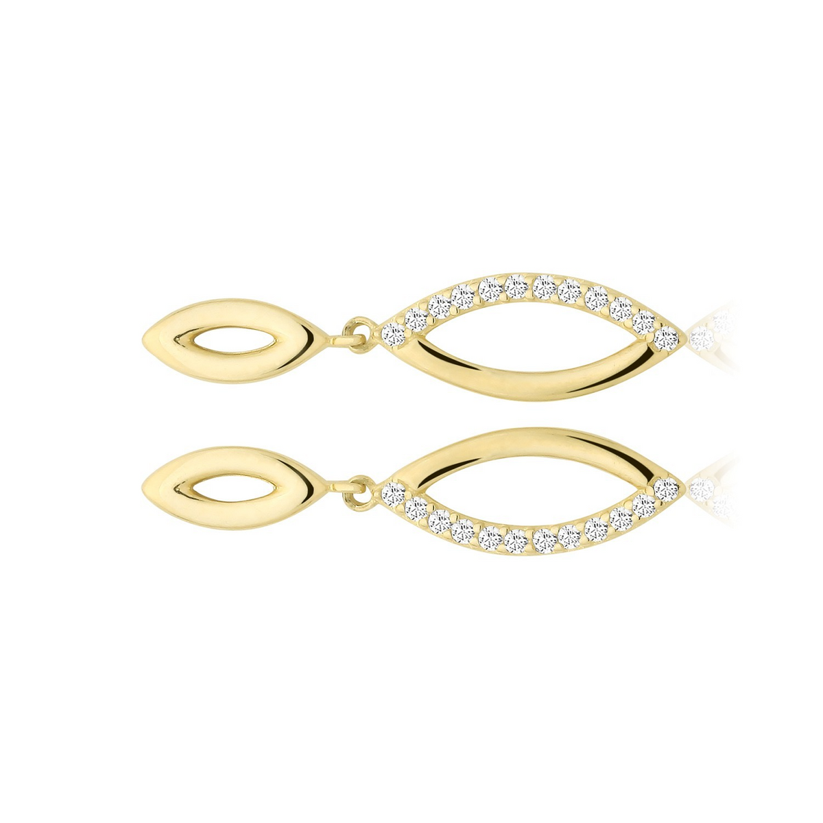 12 Stone Marquise Drop Earrings 9ct Yellow Gold 375 Hallmarked Brand New Boxed
