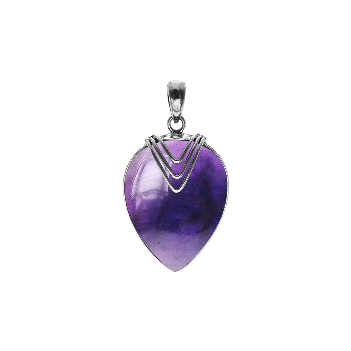 Teardrop Amethyst Chevron Pendant Sterling Silver 925 Hallmark All Chain Lengths