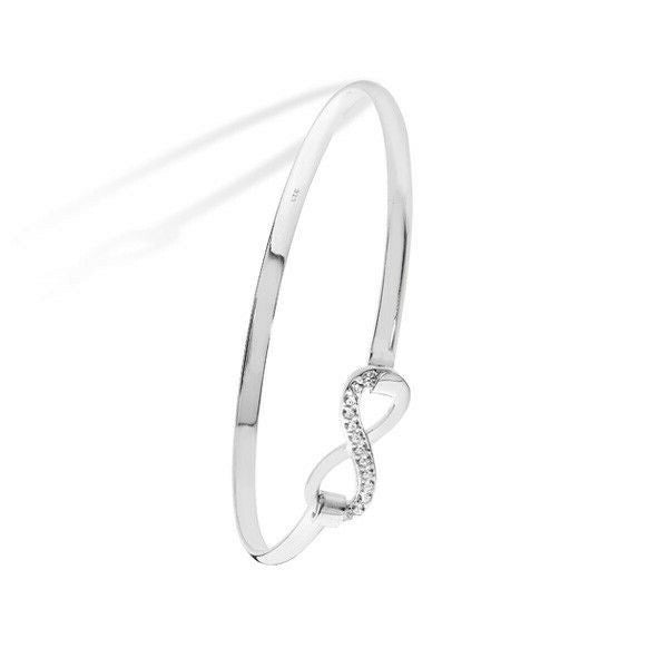 Sterling Silver Infinity Bangle Gemstone British Made Hallmarked Brand New 